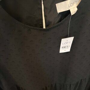 NWT LOFT Mini Tunic Tiered Swing Dress. Black. Size XS. Long Sleeves. Round Neck